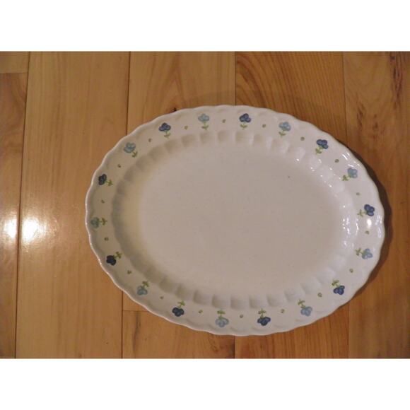 Floral Trim True Blue Vernon Ware by Metlox, Oval Serving Platter 12 1/4” - Picture 8 of 12